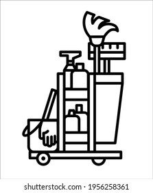 Vector Icon Of Cleaning Service, Housekeeping Tool Set.