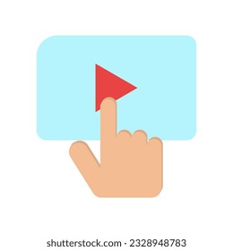 Vector icon click, touch symbol play button. Simple, flat design for web or mobile applications
