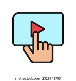 Vector icon click, touch symbol play button. Simple, flat design for web or mobile applications