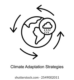 Ícone vetorial para as estratégias de adaptação climática para ecossistemas resilientes. Descreve padrões climáticos dinâmicos, simbolizando abordagens sustentáveis e adaptáveis aos desafios climáticos.