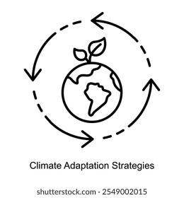 Ícone vetorial para as estratégias de adaptação climática para ecossistemas resilientes. Descreve padrões climáticos dinâmicos, simbolizando abordagens sustentáveis e adaptáveis aos desafios climáticos.