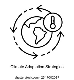 Ícone vetorial para as estratégias de adaptação climática para ecossistemas resilientes. Descreve padrões climáticos dinâmicos, simbolizando abordagens sustentáveis e adaptáveis aos desafios climáticos.