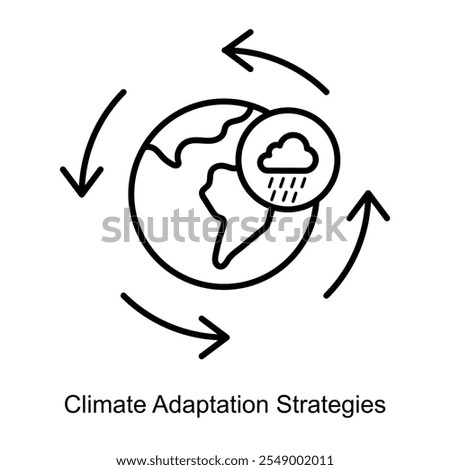 Vector icon for Climate Adaptation Strategies for Resilient Ecosystems. Depicts dynamic weather patterns, symbolizing sustainable and adaptable approaches to climate challenges.