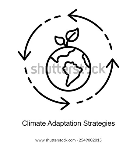 Vector icon for Climate Adaptation Strategies for Resilient Ecosystems. Depicts dynamic weather patterns, symbolizing sustainable and adaptable approaches to climate challenges.