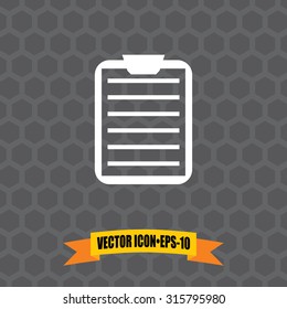 Vector Icon of Clip Board on Dark Gray Background. Eps.10.