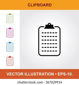 Vector Icon Of Clipboard With Title & Small Multicolored Icons. Eps-10.