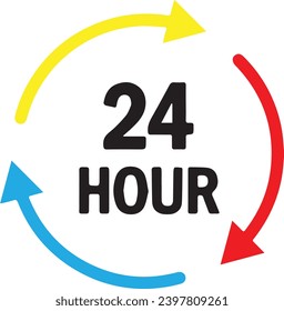 Vector icon of a clock. 24 hours. Vector illustration clock 