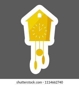 Vector icon  clock  with cuckoo colored sticker Home Appliances. Layers grouped for easy editing illustration.  For your design.