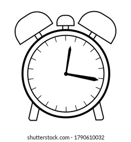 Vector icon of a clock with a line. Book for coloring.