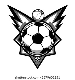 Vector icon: A Close up of a Soccer Ball With a Star on It.