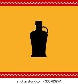 Vector icon of closed antique jug with handle and cover