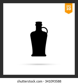 Vector icon of closed antique jug with handle and cover