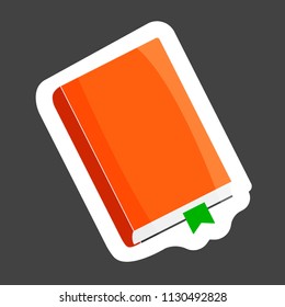 Vector icon closed book with bookmark. Notepad with a bookmark colored sticker. Layers grouped for easy editing illustration. For your design.