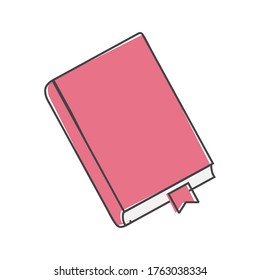 Vector icon closed book with bookmark. Notepad with a bookmark cartoon style on white isolated background.