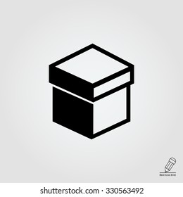 Vector icon of closed cardboard box with cover