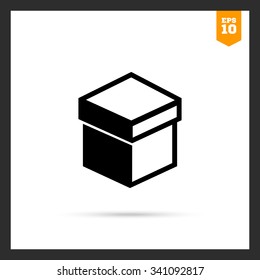 Vector icon of closed cardboard box with cover