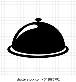 Vector icon of closed glossy restaurant cloche