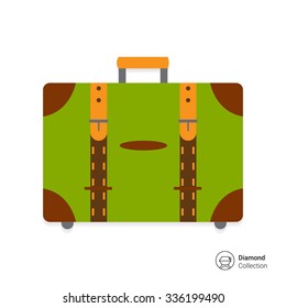 Vector icon of closed leather travel suitcase