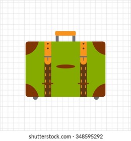 Vector icon of closed leather travel suitcase