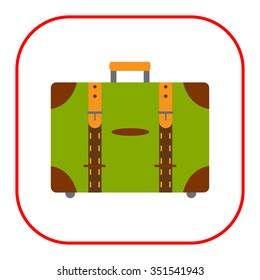 Vector icon of closed leather travel suitcase