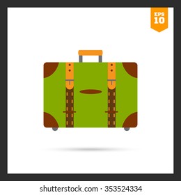 Vector icon of closed leather travel suitcase