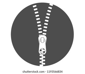 Vector icon closed and open zipper, fastener.