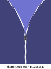 Vector icon closed and open zipper, fastener