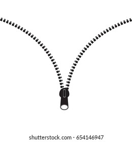Vector icon closed and open zipper, zip. buckle