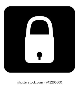 Vector icon of a closed padlock. Vector white illustration on black background
