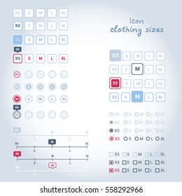 Vector icon. Clothes sizes. Multicolored. 