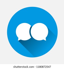 Vector icon cloud conversation on blue background. Flat image Cloud of speech with long shadow. Layers grouped for easy editing illustration. For your design.