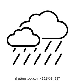 Vector icon of a cloud with rain, representing rainy weather conditions and forecasts.