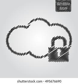 Vector icon of Cloud Security concept in scribble style. Flat design style. EPS 10