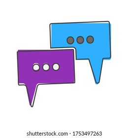 Vector icon cloud with thoughts with three dots. Icon cloud is silent cartoon style on white isolated background.