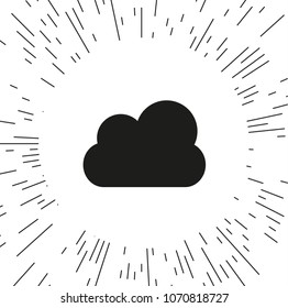 vector icon cloud weather against the background of the rays