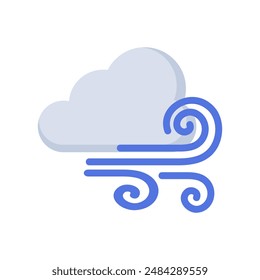 Vector icon of clouds with wind. Vector sign illustration for cloudy weather but with strong winds. On a blank background and can be edited again.