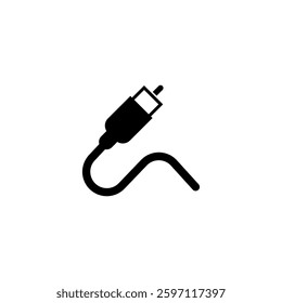 Vector icon of a coaxial cable and connector for television connections.