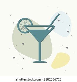 Cóctel de icono vectorial con limón sobre fondo multicolor. Capas agrupadas para una ilustración de edición sencilla. Por tu diseño.