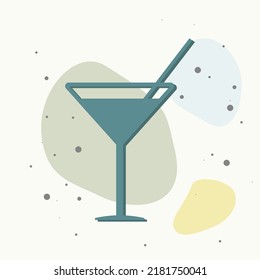 Vector icon cocktail  on multicolored background. Layers grouped for easy editing illustration. For your design.