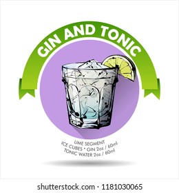 Vector icon of cocktail and recipe. Collection.