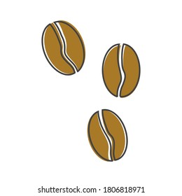 Vector icon coffee beans cartoon style on white isolated background.