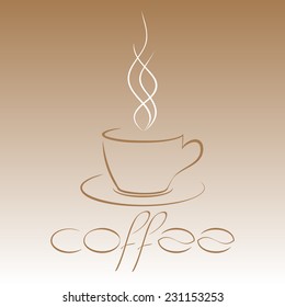 Vector icon of coffee cup for design