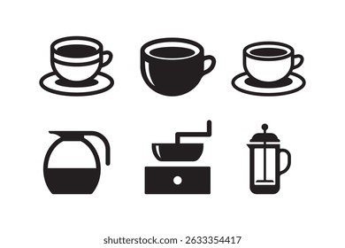 vector icon of coffee cup with coffee Equipment. vector illustration