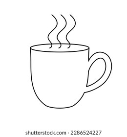 Icono vector de la taza de café. Emblema plano, insignia, plantilla para el diseño del logotipo aislado en fondo blanco. Para bebidas, diseño de menú café, web, aplicaciones. Trazo editable