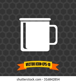 Vector Icon of Coffee Cup on Dark Gray Background. Eps.10.
