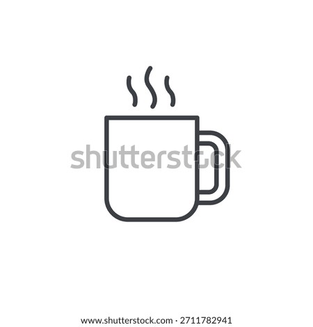 Vector icon of a coffee cup symbolizing refreshment, energy, relaxation, café culture, and warm beverages.