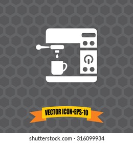 Vector Icon of Coffee Machine on Dark Gray Background. Eps.10.