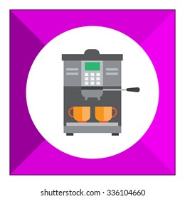 Vector icon of coffee machine with two cups