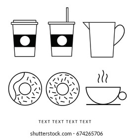 Vector icon Coffee mugs and donuts.