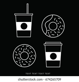 Vector icon Coffee mugs and donuts.